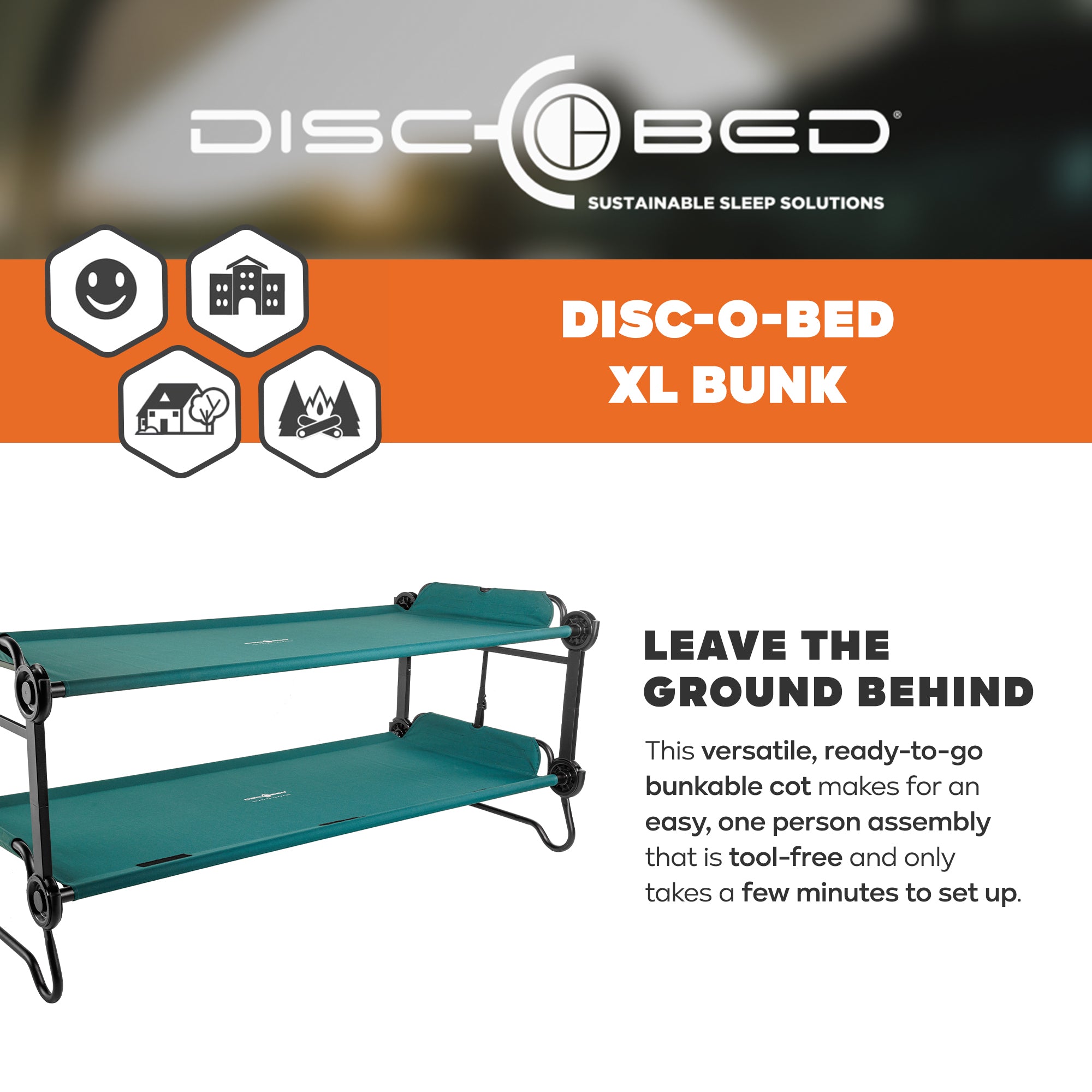 Disc-O-Bed Extra Large Outdoor Convertible 2 Person Camping Cots, (Open Box)