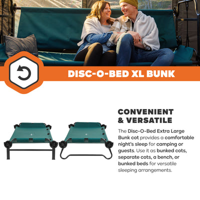 Disc-O-Bed Extra Large Outdoor Convertible 2 Person Camping Cots, (Open Box)