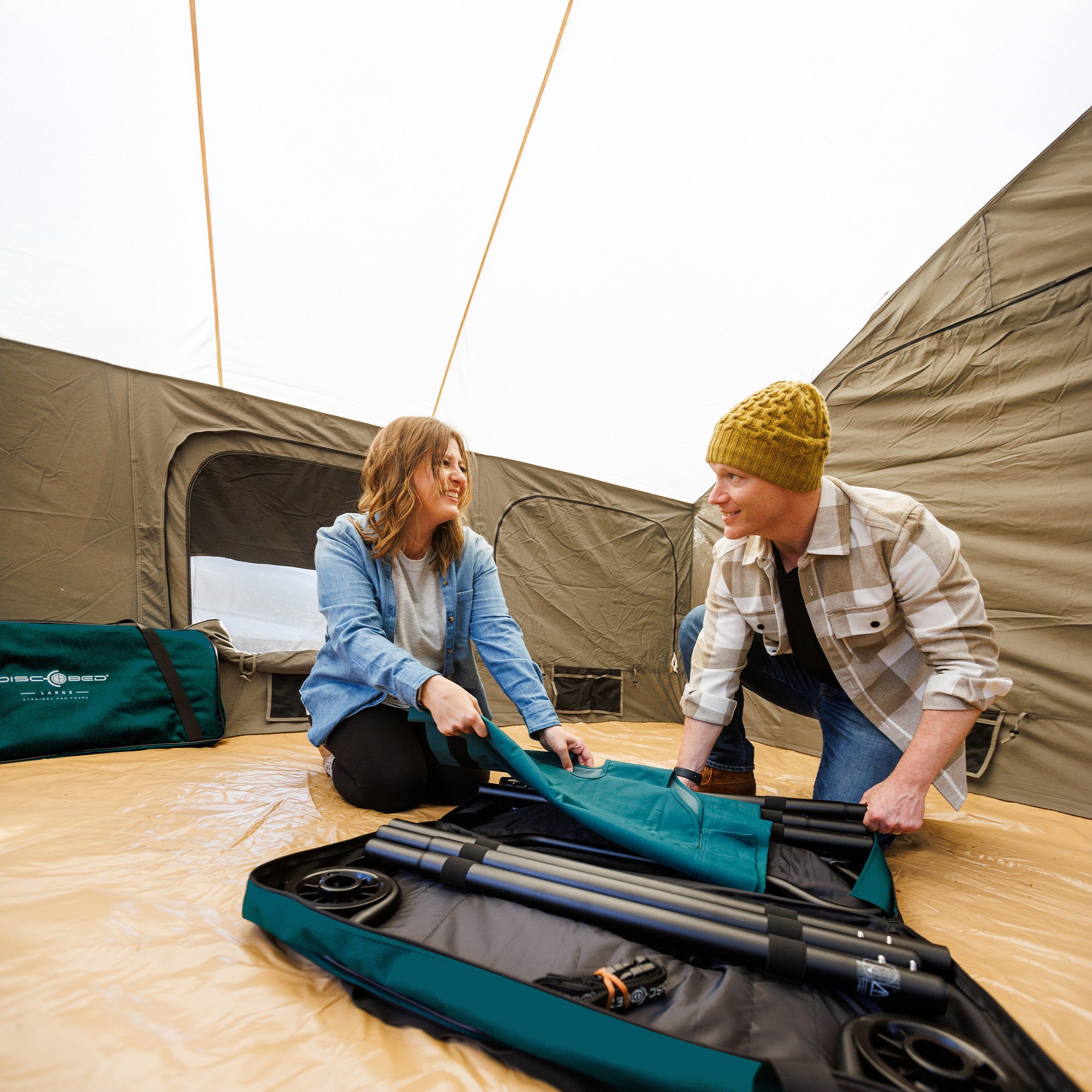 Disc-O-Bed Extra Large Outdoor Convertible 2 Person Camping Cots, (Open Box)