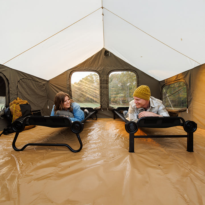 Disc-O-Bed Outdoor Convertible 2 Person Portable Camping Cots, Black (Open Box)