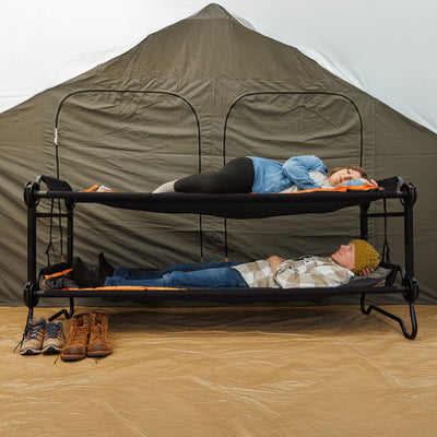 Disc-O-Bed Extra Large Outdoor Convertible 2 Person Portable Camping Cots, Black - VMInnovations