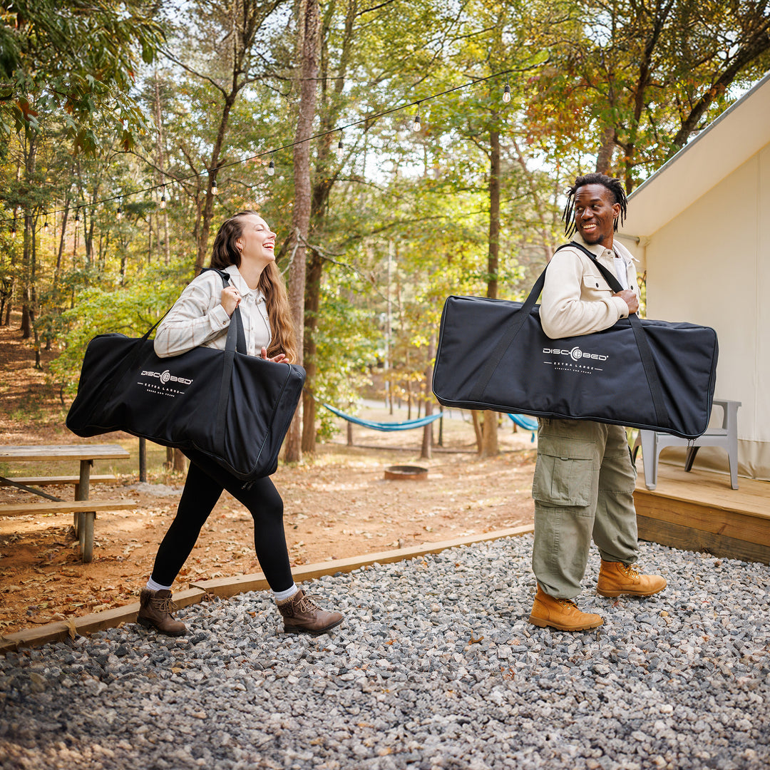 Disc-O-Bed Outdoor Convertible 2 Person Portable Camping Cots, Black (Open Box)