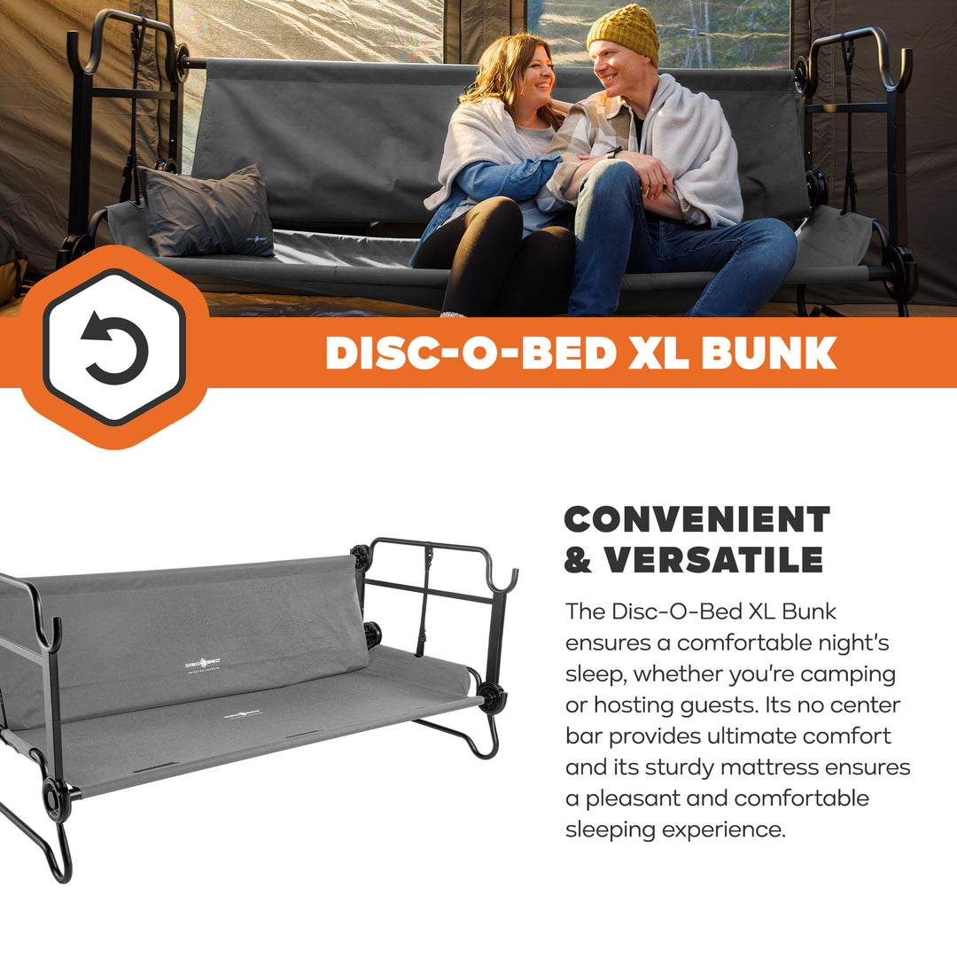 Disc-O-Bed Double Cot, Portable Sleep Solution for Tents & Cabins, Grey, XL
