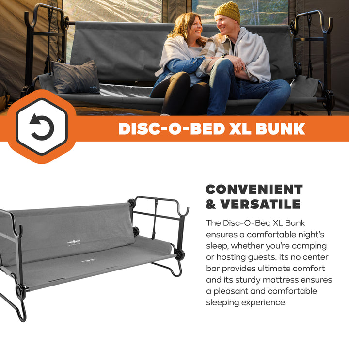 Disc-O-Bed Double Cot, Portable Sleep Solution for Tents & Cabins, Grey, XL