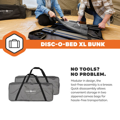 Disc-O-Bed Double Cot, Portable Sleep Solution for Tents & Cabins, Grey, XL