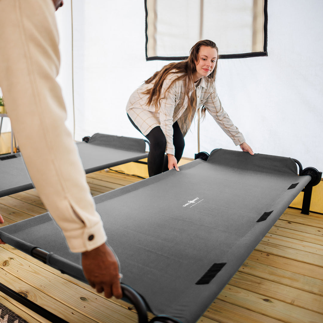 Disc-O-Bed Double Cot, Portable Sleep Solution for Tents & Cabins, Grey, XL