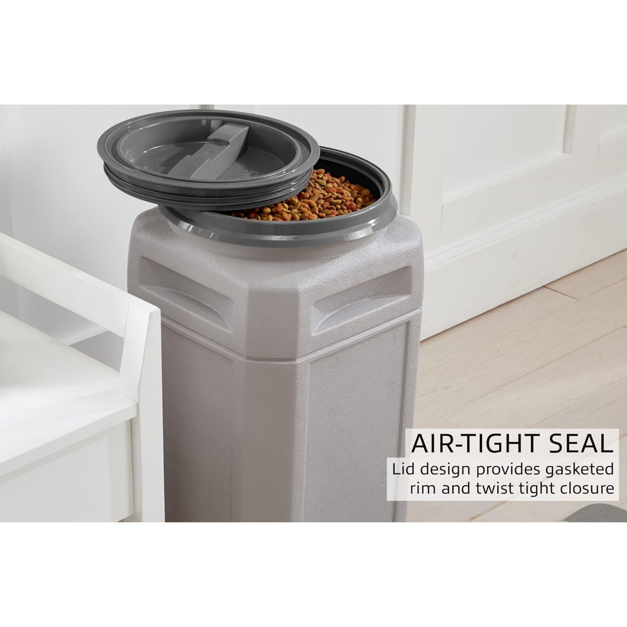 Mighty Tuff Pet Food Container w/Airtight Lid & Handles, 13 Gal (Open Box) - VMInnovations
