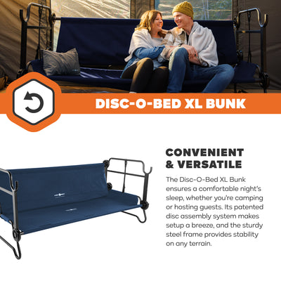 Disc-O-Bed Extra Large Outdoor Convertible 2 Person Portable Camping Cots, Navy (For Parts)