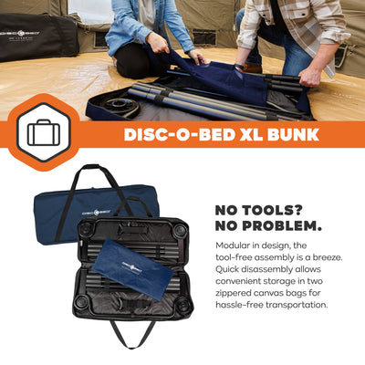 Disc-O-Bed Extra Large Outdoor Convertible 2 Person Portable Camping Cots, Navy (For Parts)