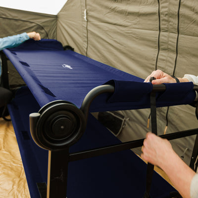 Disc-O-Bed Extra Large Outdoor Convertible 2 Person Portable Camping Cots, Navy (For Parts)