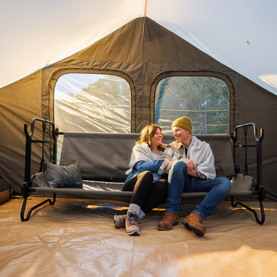 Disc-O-Bed  XL Outdoor Convertible 2 Person Portable Camping Cots, Tan(Open Box) - VMInnovations