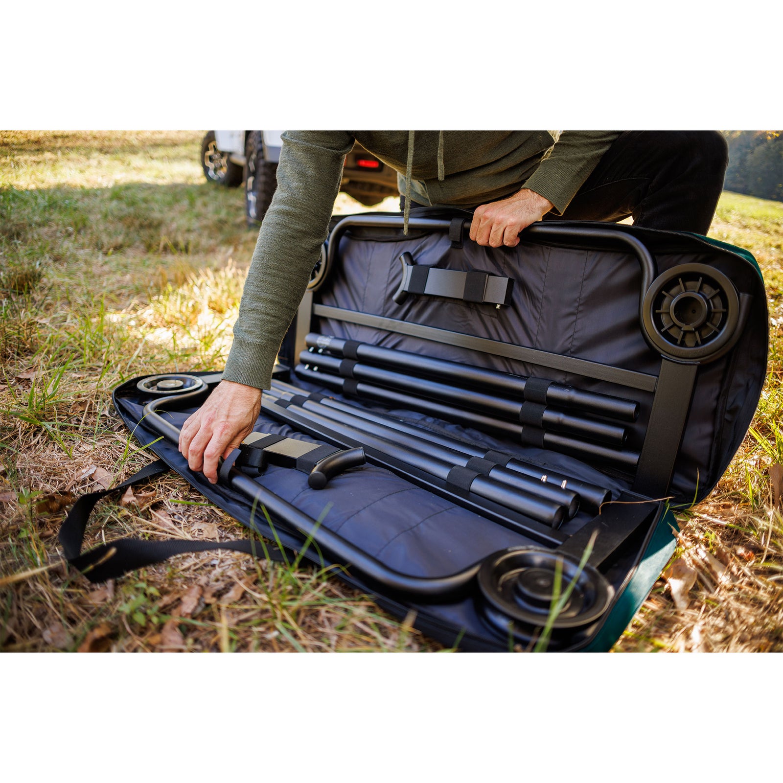 Disc-O-Bed Single Cot, Portable Sleep Solution for Tents & Cabins, Green, XL - VMInnovations