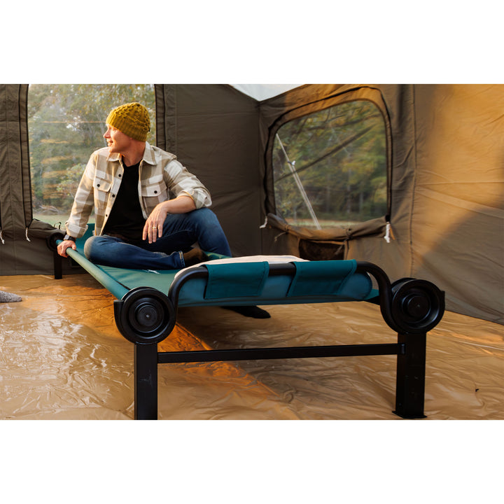 Disc-O-Bed Single Cot, Portable Sleep Solution for Tents & Cabins, Green, XL