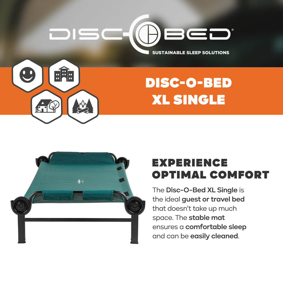 Disc-O-Bed Cot, Portable Sleep Solution for Tents & Cabins, Green, XL (Open Box)