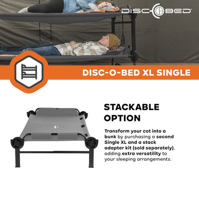 Disc-O-Bed Single Cot, Portable Sleep Solution for Tents & Cabins, Grey, XL