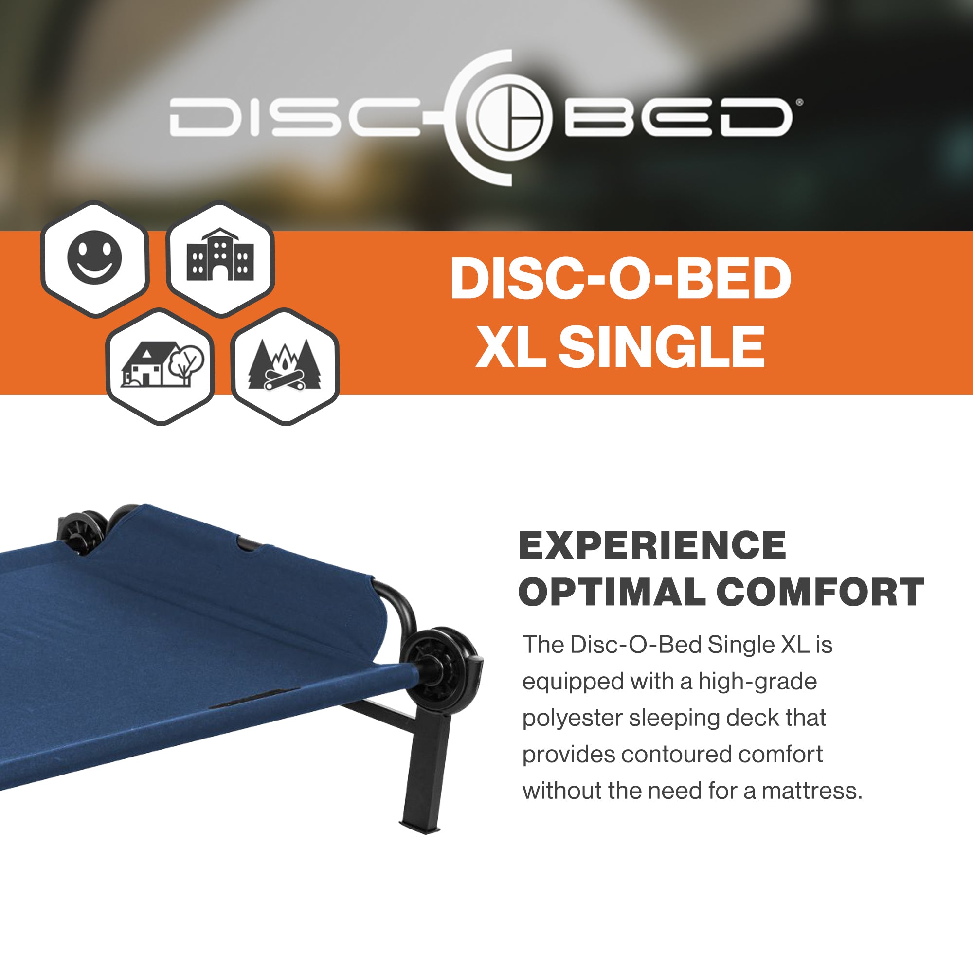 Disc-O-Bed Single Cot, Portable Sleep Solution for Tents & Cabins XL (Open Box) - VMInnovations