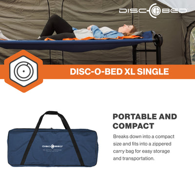Disc-O-Bed Single Cot, Portable Sleep Solution for Tents & Cabins XL (Open Box) - VMInnovations
