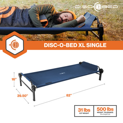 Disc-O-Bed Single Cot, Portable Sleep Solution for Tents & Cabins XL (Open Box) - VMInnovations