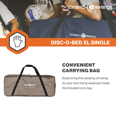 Disc-O-Bed Single Cot, Portable Sleep Solution for Tents and Cabins, Tan, XL - VMInnovations