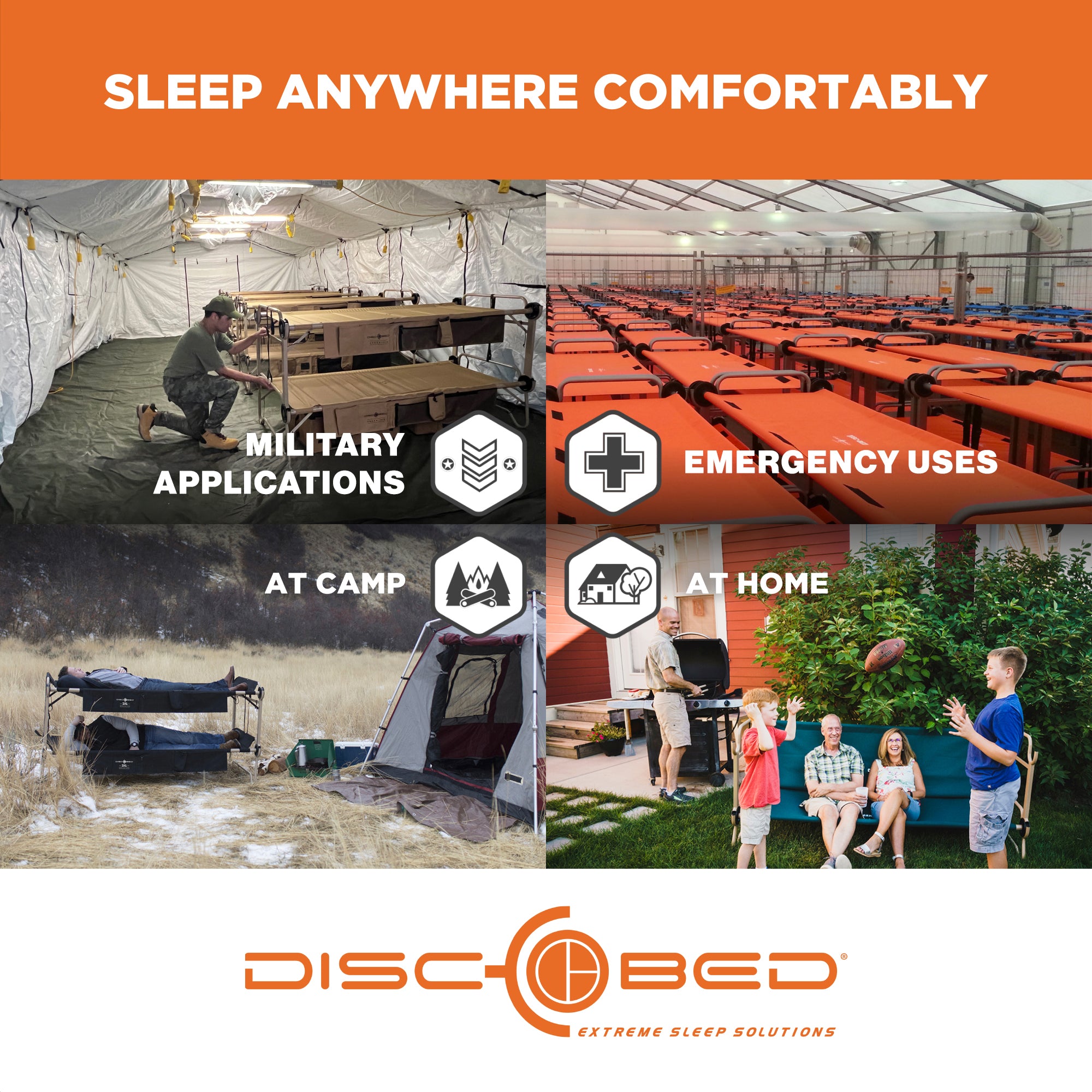 Disc-O-Bed Single Cot, Portable Sleep Solution for Tents and Cabins, Tan, XL - VMInnovations