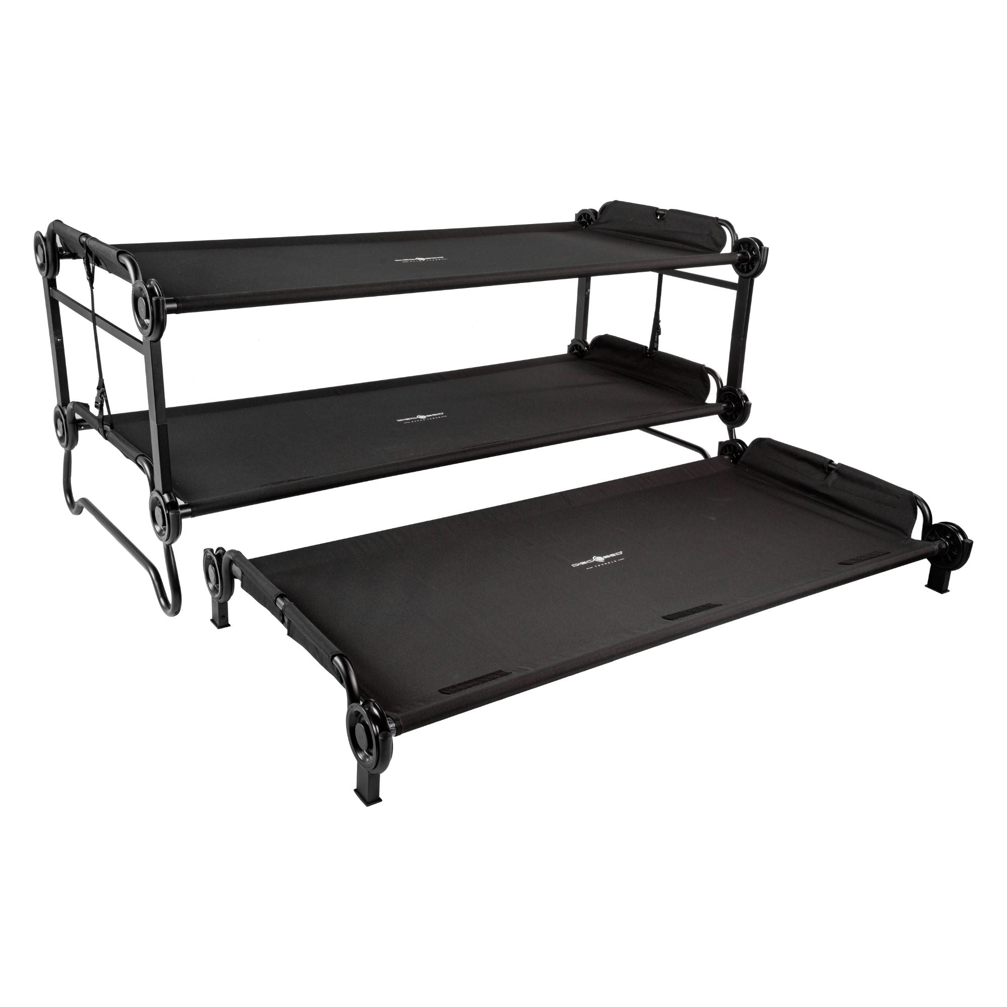 Disc-O-Bed Trundle Cot for XL or 2XL Bunk System with Zippered Carry Bag, Black - VMInnovations
