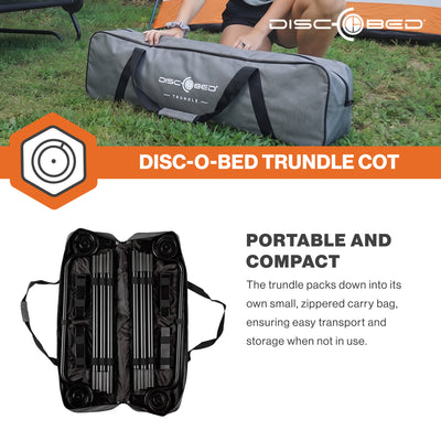 Disc-O-Bed Trundle Cot for XL or 2XL Bunk System with Zippered Carry Bag, Black - VMInnovations