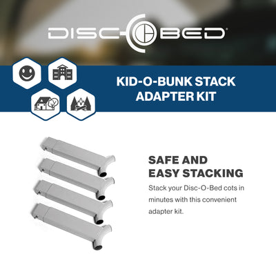 Disc-O-Bed Stack Adapter Kit for Kid-O-Bed and Kid-O-Bunk Cot Systems, Silver - VMInnovations