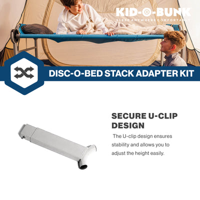 Disc-O-Bed Stack Adapter Kit for Kid-O-Bed and Kid-O-Bunk Cot Systems, Silver - VMInnovations