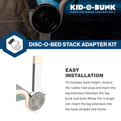 Disc-O-Bed Stack Adapter Kit for Kid-O-Bed and Kid-O-Bunk Cot Systems, Silver - VMInnovations