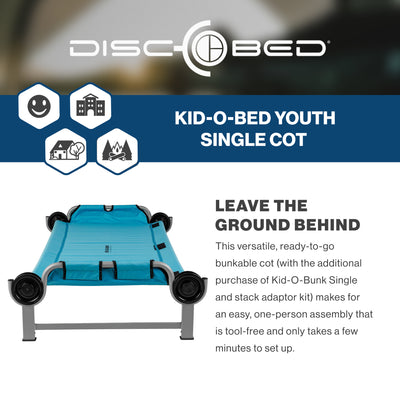Disc-O-Bed Youth Single Cot Kid-O-Bed with Storage & Carry Bag, Teal (Open Box)