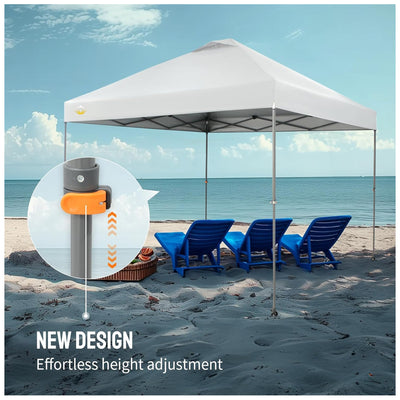 Crown Shades Pop Up Canopy, 10x10 ft Adjustable Tent w/Push Setup, White (Used) - VMInnovations