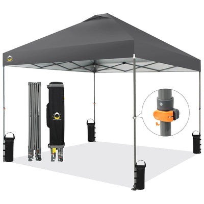 Crown Shades Pop Up Canopy, 10x10 ft Adjustable Tent with One Push Setup, Grey (Used) - VMInnovations