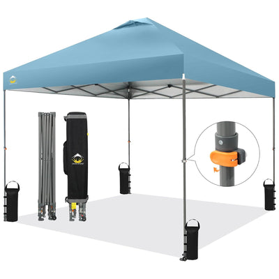 Crown Shades Pop Up Canopy 10x10' Adjustable w/One Push Setup, Cyan Blue (Used) - VMInnovations