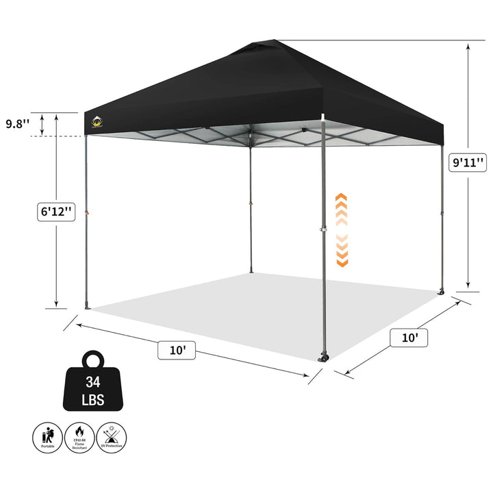 Crown Shades Pop Up Canopy, 10x10' Adjustable Tent w/One Push Setup, Blue (Used)