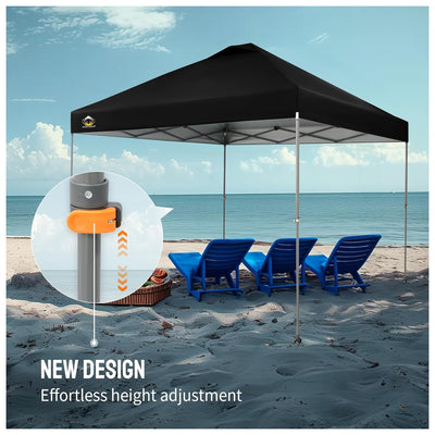 Crown Shades Pop Up Canopy, 10x10Ft Adjustable Tent w/One Push Setup,Black(Used) - VMInnovations