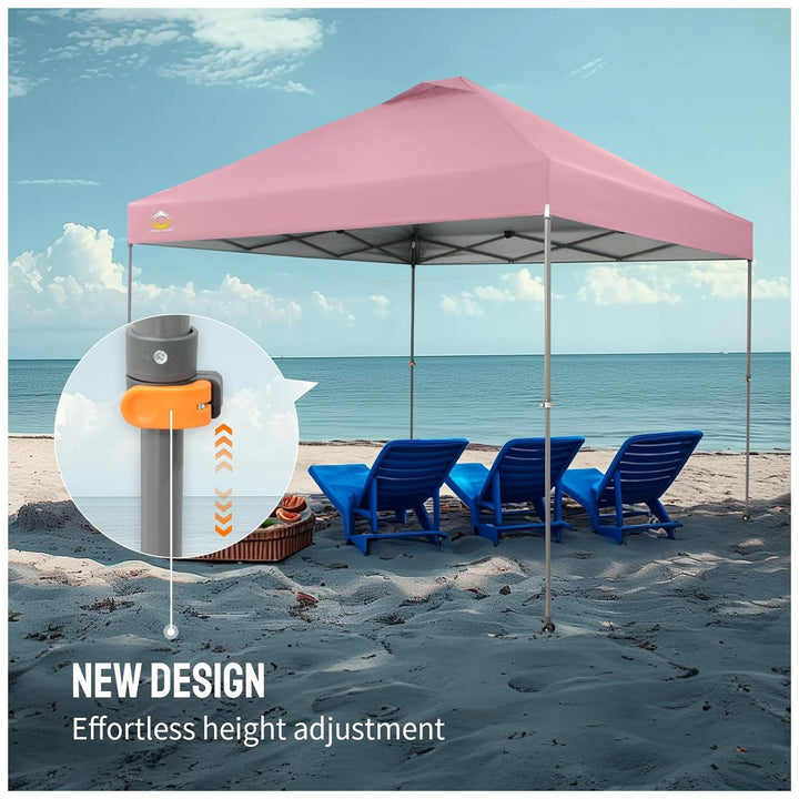 Crown Shades Pop Up Canopy, 10x10 ft Adjustable Tent w/One Push Setup, Pink (Used)