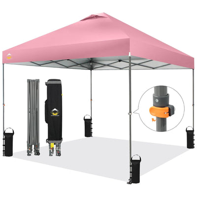 Crown Shades Pop Up Canopy, 10x10 ft Adjustable Tent w/One Push Setup, Pink (Used) - VMInnovations