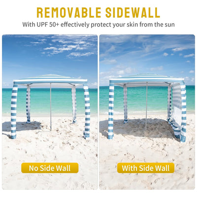 Crown Shades Cabana, 6.5x6.5' Pop Up Tent w/ UPF50+ Protection, Cyan Blue (Used) - VMInnovations
