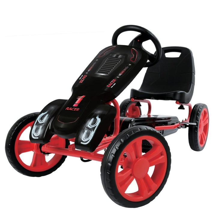 Hauck Speedster Pedal Go Kart & Adjustable Bucket Seat, Kids Ages 4-8, Black/Red