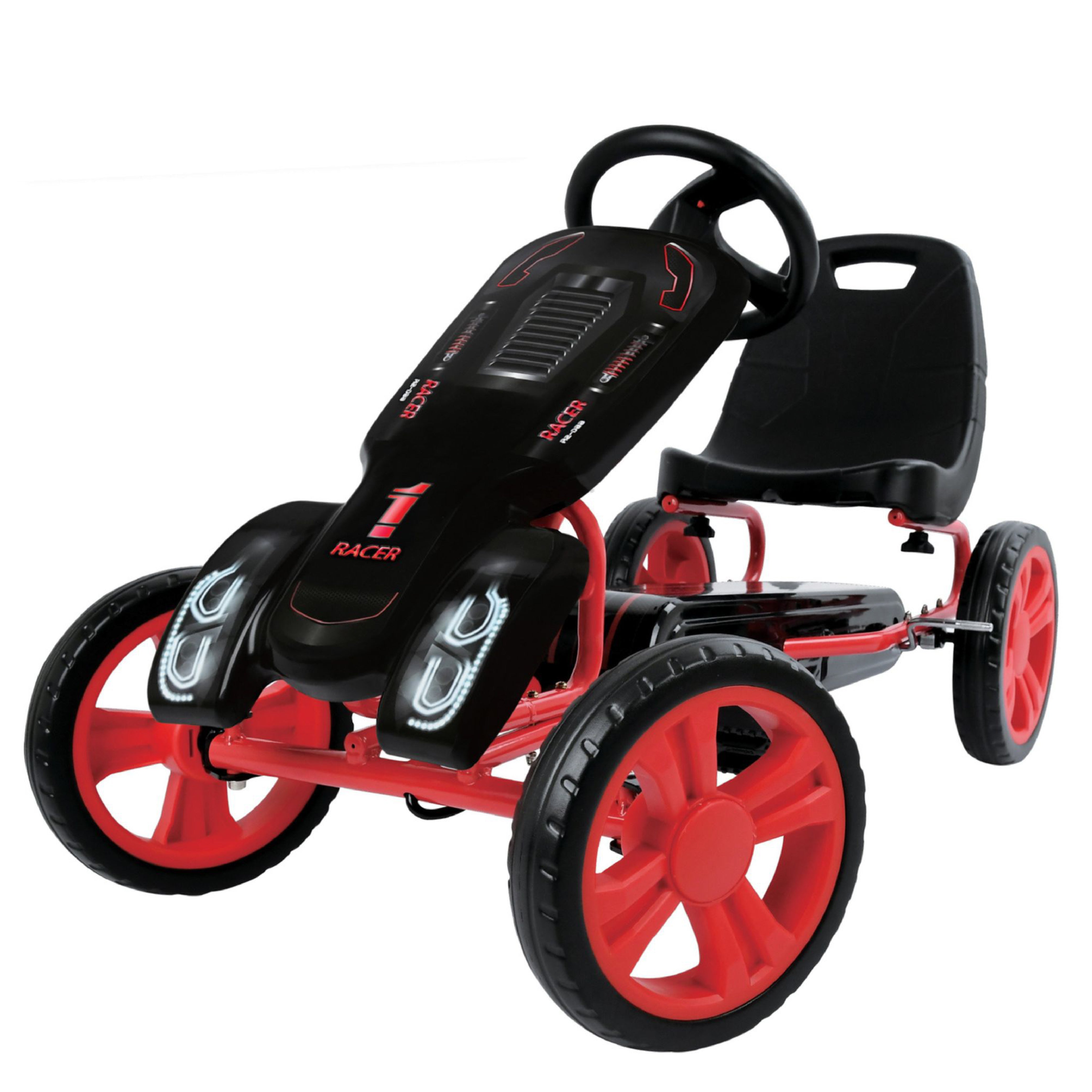 hauck Speedster Pedal Go Kart & Adjustable Bucket Seat, Kids Ages 4-8, Black/Red - VMInnovations