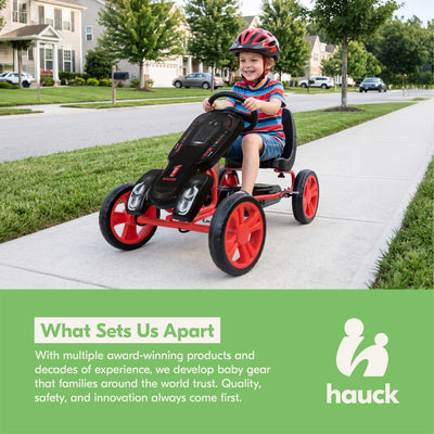 hauck Speedster Pedal Go Kart & Adjustable Bucket Seat, Kids Ages 4-8, Black/Red - VMInnovations