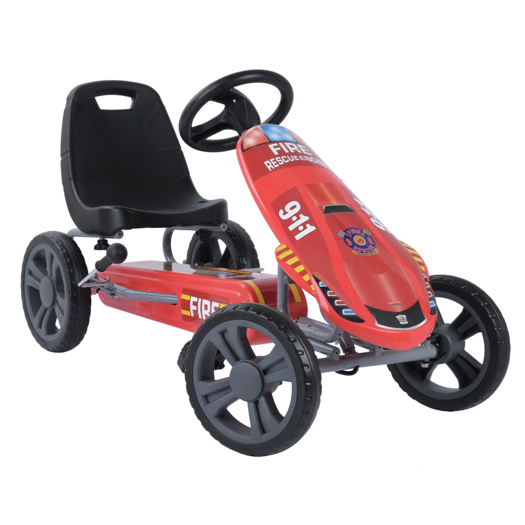 Hauck Speedster Pedal Go Kart with Bucket Seat for Kids Ages 4 to 8, Fire Rescue