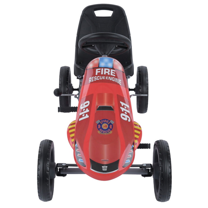 Hauck Speedster Pedal Go Kart with Bucket Seat for Kids Ages 4 to 8, Fire Rescue