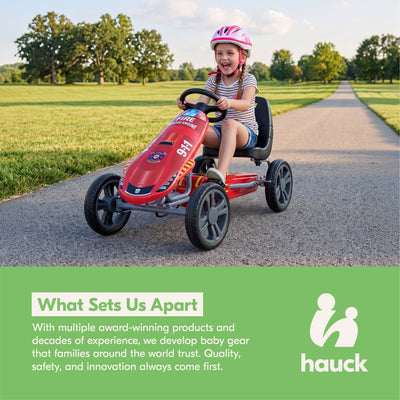 hauck Speedster Pedal Go Kart with Bucket Seat for Kids Ages 4 to 8, Fire Rescue - VMInnovations