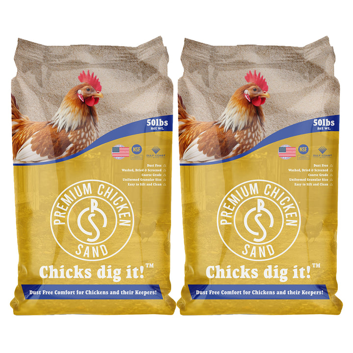 Premium Chicken Sand, Odor Eliminating Bedding for Coops, 50 Lb Bag, 2 Pack