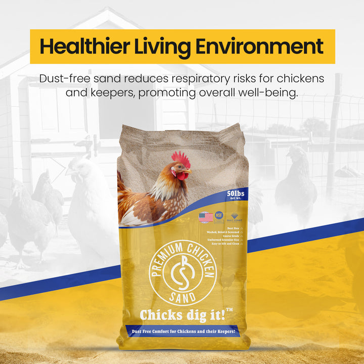 Premium Chicken Sand, Odor Eliminating Bedding for Chicken Coops, 50 Lb Bag