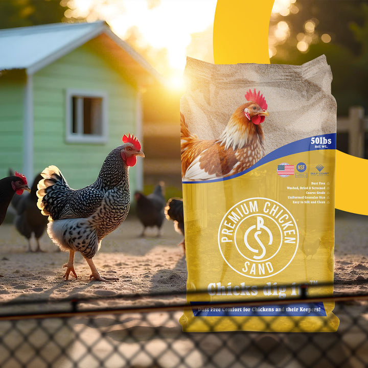 Premium Chicken Sand, Odor Eliminating Bedding for Coops, 50 Lb Bag, 56 Pack