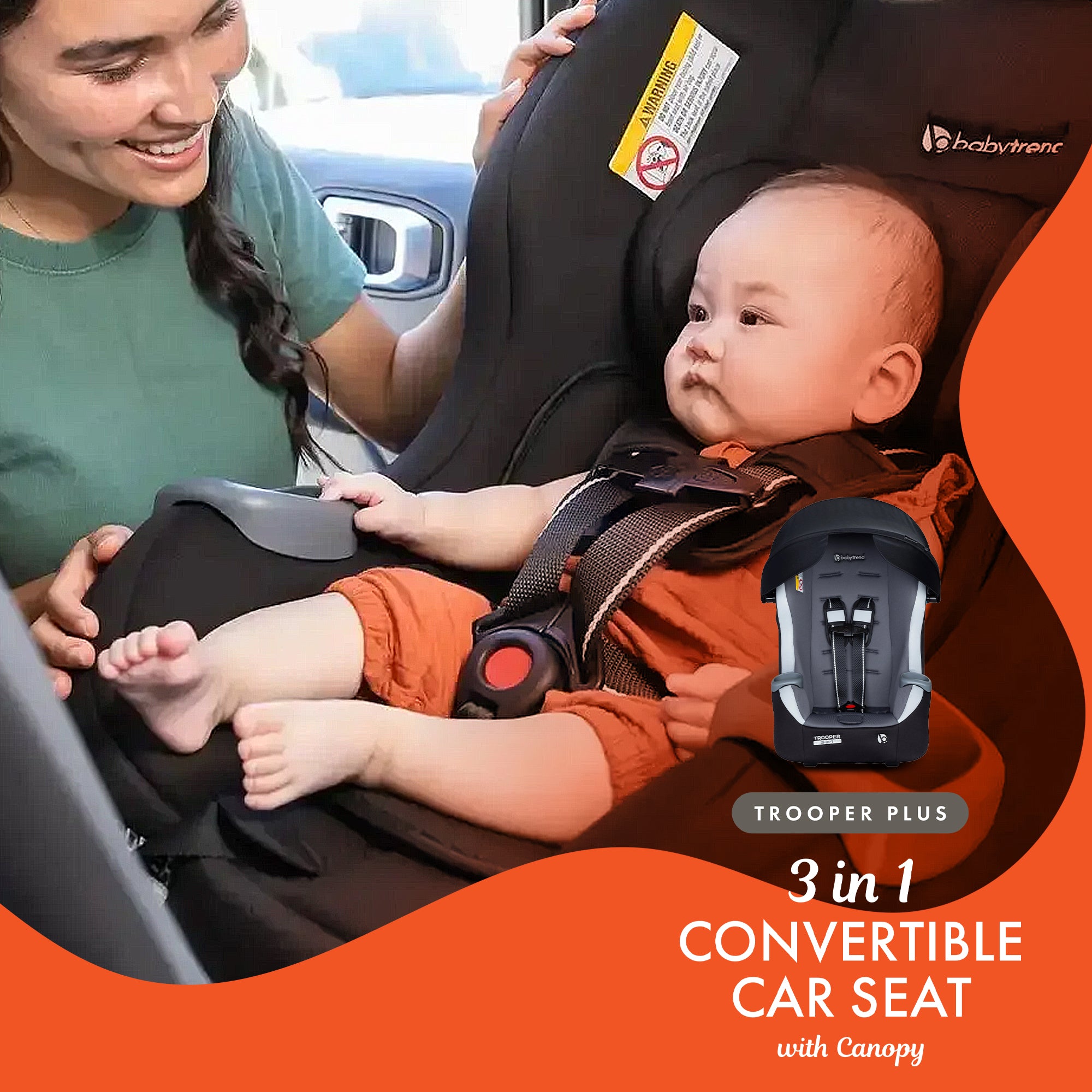 Baby Trend Trooper Plus 3-in-1 Convertible Car Seat with Canopy, Dash Twilight (Open Box)