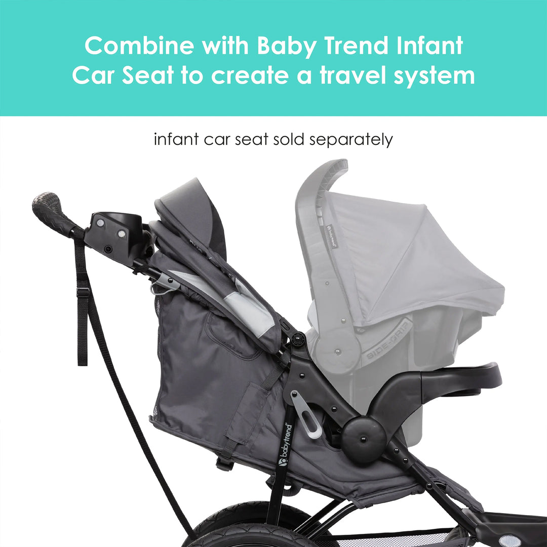 Baby Trend Expedition Zero Flat Jogger Stroller w/Canopy & LED Lights, Dash Grey