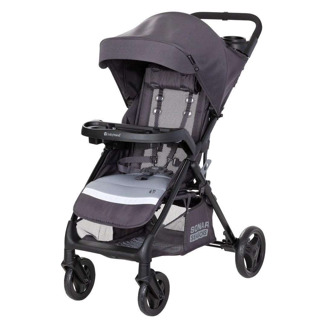 Baby Trend Sonar Seasons Single Stroller with Padded Seat & Canopy, Liberty Grey